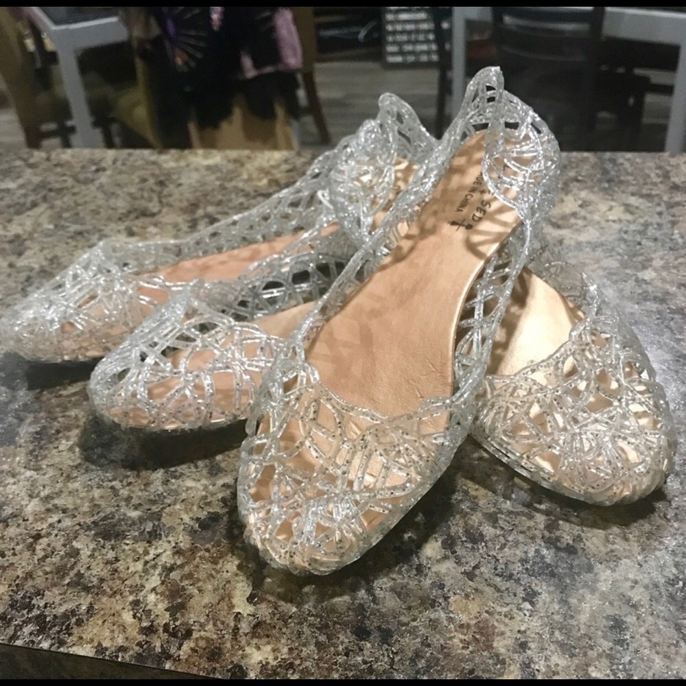 Silver sparkle jelly sandals